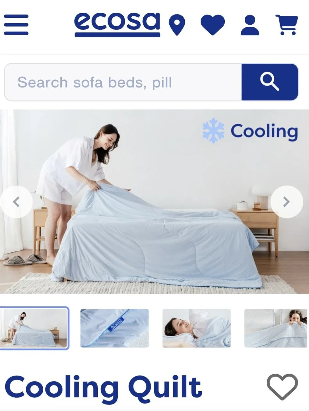 Ecosa Luxurious Cooling Quilt W/Cooling Fabric & Breathable Fill-Light Blue King